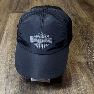 Harley‎ Davidson Hat Black Padded Lined Helmet Strapback Adjustable Biker Moto